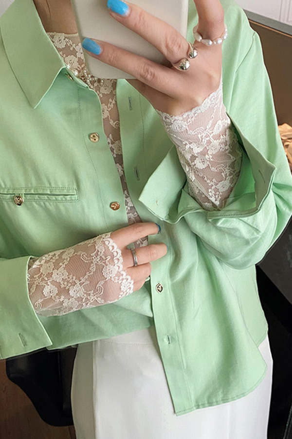 베이스심플 루즈핏 시크무드 여성 데일리 셔츠 남방 (그린,오렌지)S210120P006SH